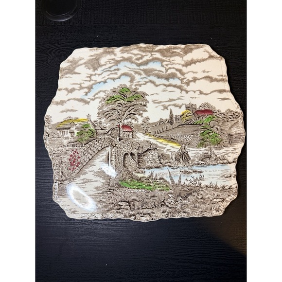 Myott Other - Myott England's Charm Porcelain Square Cake Plate Hand Engraving 11.5" EUC